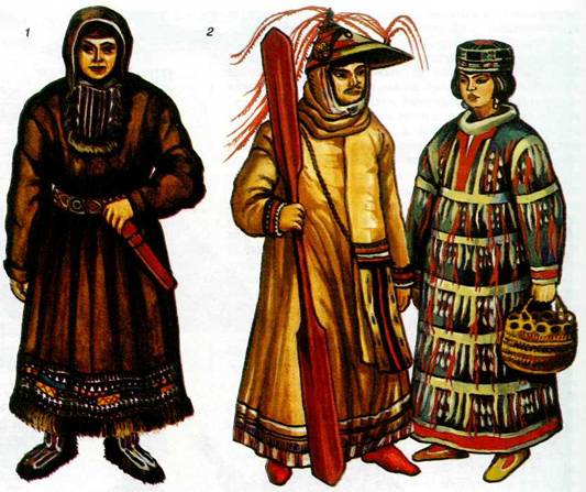 Национальные костюмы коренных народов Сибири и Дальнего Востока: 1...